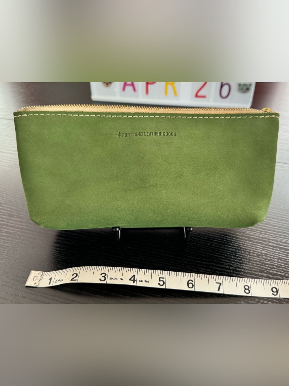 Portland Leather utility makeup bag Succulent